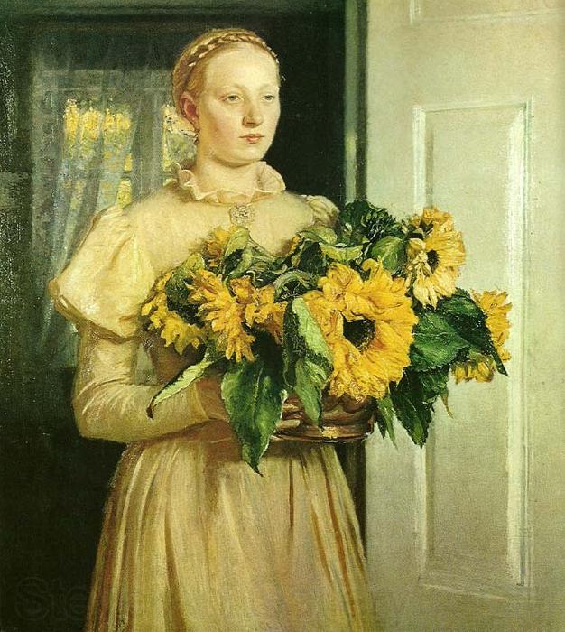 Michael Ancher pigen med solsikkerne Norge oil painting art